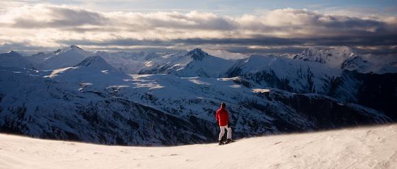 Roc de Tougne, Meribel. You can see snow dust blown by the strong winds at 2537m