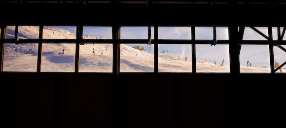 View from inside the Rhodos telecabine, at Meribel
