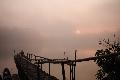 Dawn over the pier by the lodge